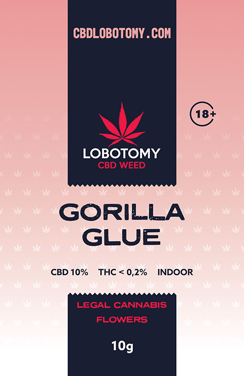 LOBOTOMY GORILLA GLUE INDOOR CBD 10% a THC 0,2% 10g 