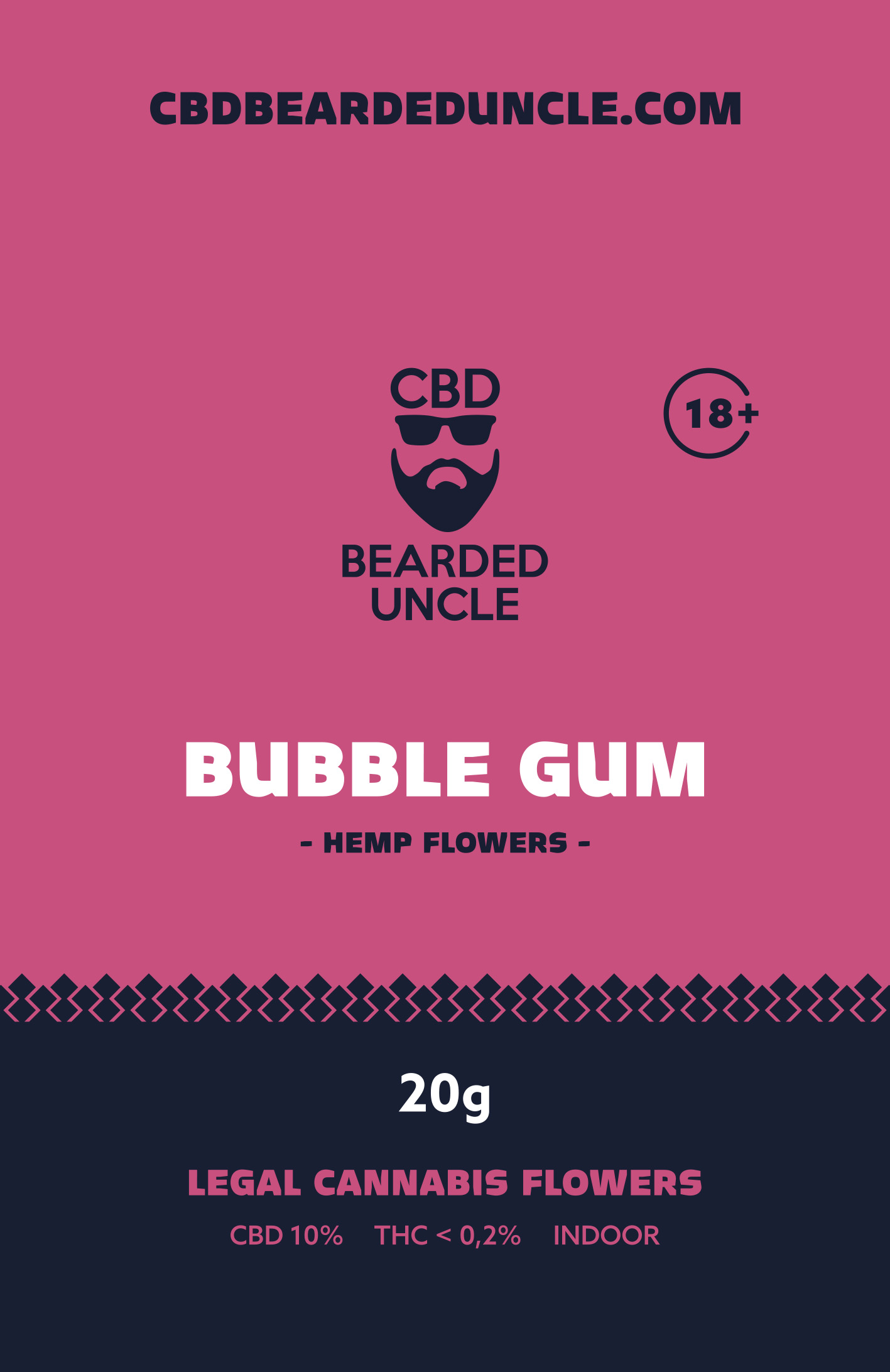 BEARDED UNCLE BUBBLE GUM INDOOR CBD 10% a THC 0,2% 20g 