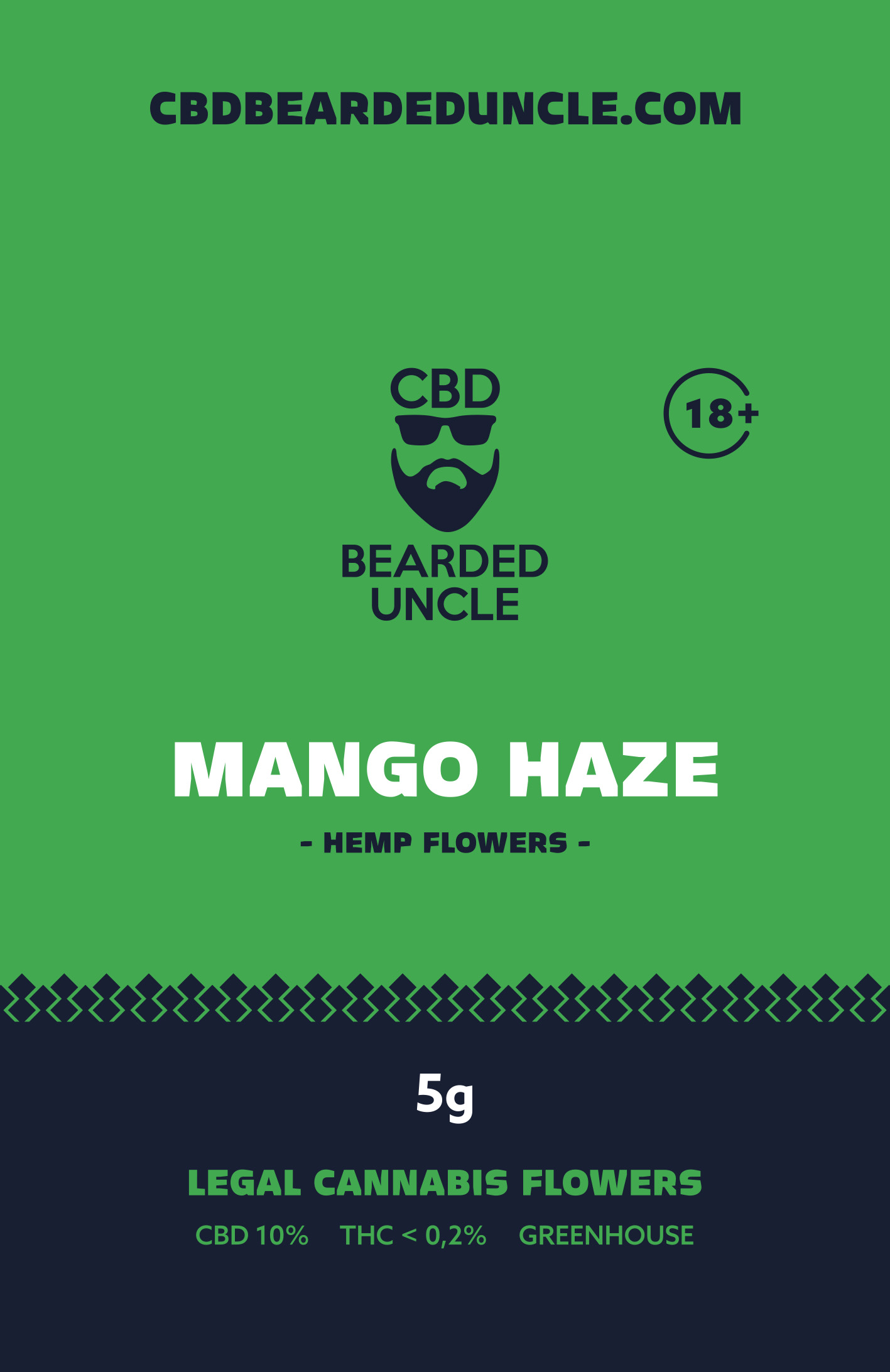 BEARDED UNCLE MANGO HAZE GREENHOUSE CBD 10% a THC 0,2% 5g 