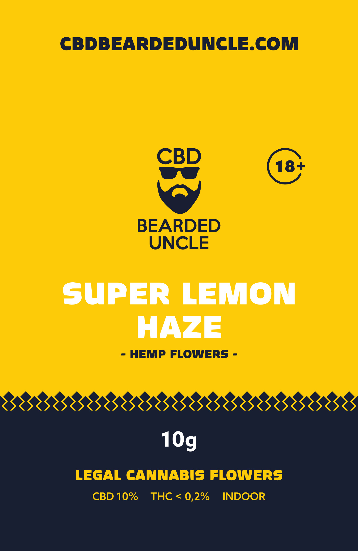 BEARDED UNCLE SUPER LEMON HAZE INDOOR CBD 10% a THC 0,2% 10g 