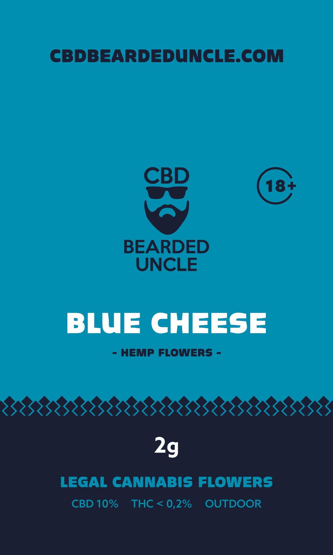 BEARDED UNCLE BLUE CHEESE OUTDOOR CBD 10% a THC 0,2% 2g 