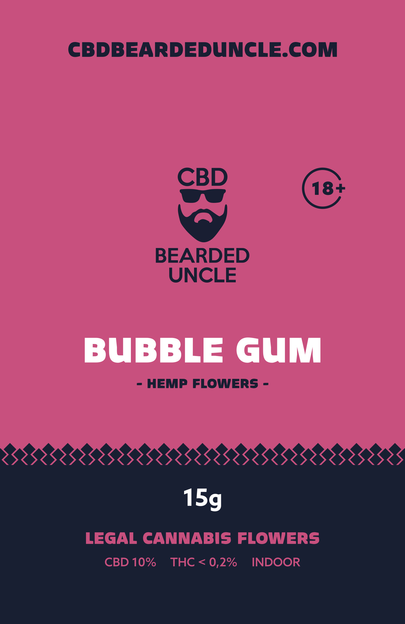 BEARDED UNCLE BUBBLE GUM INDOOR CBD 10% a THC 0,2% 15g 