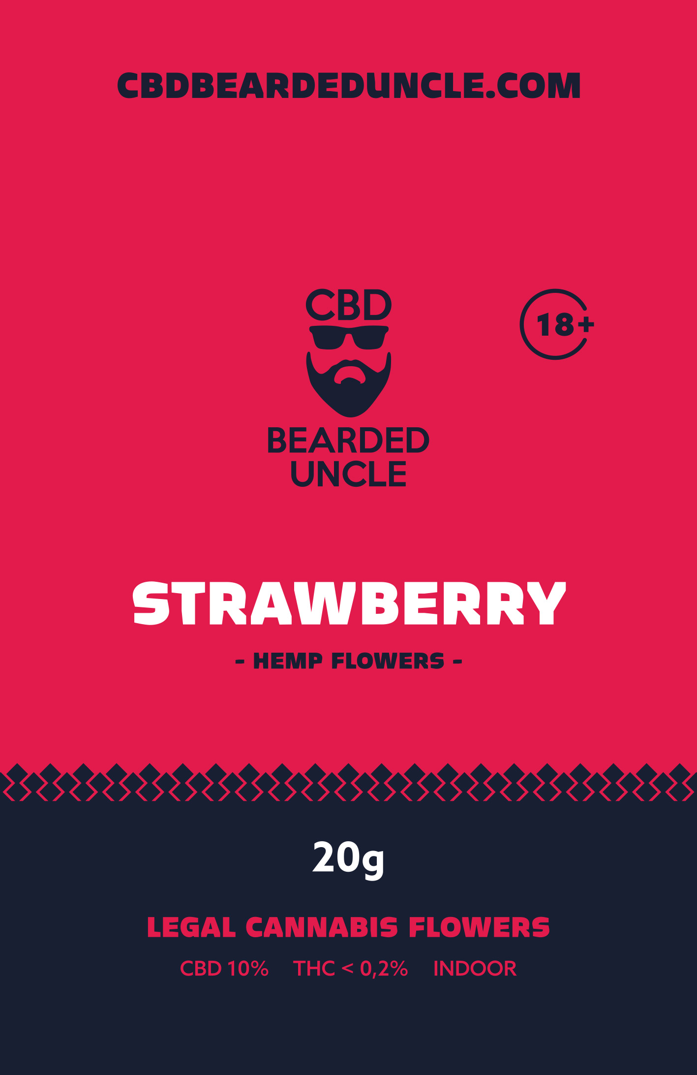 BEARDED UNCLE STRAWBERRY INDOOR CBD 10% a THC 0,2% 20g 