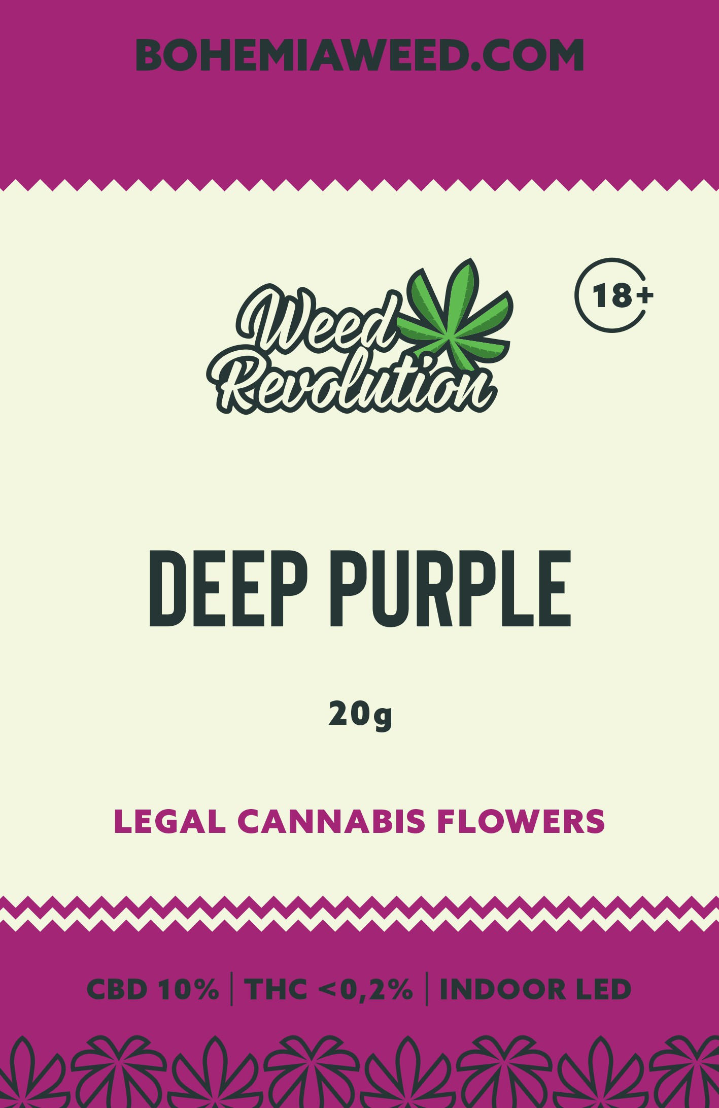 WEED REVOLUTION DEEP PURPLE INDOOR LED CBD 10% a THC 0,2% 10g 