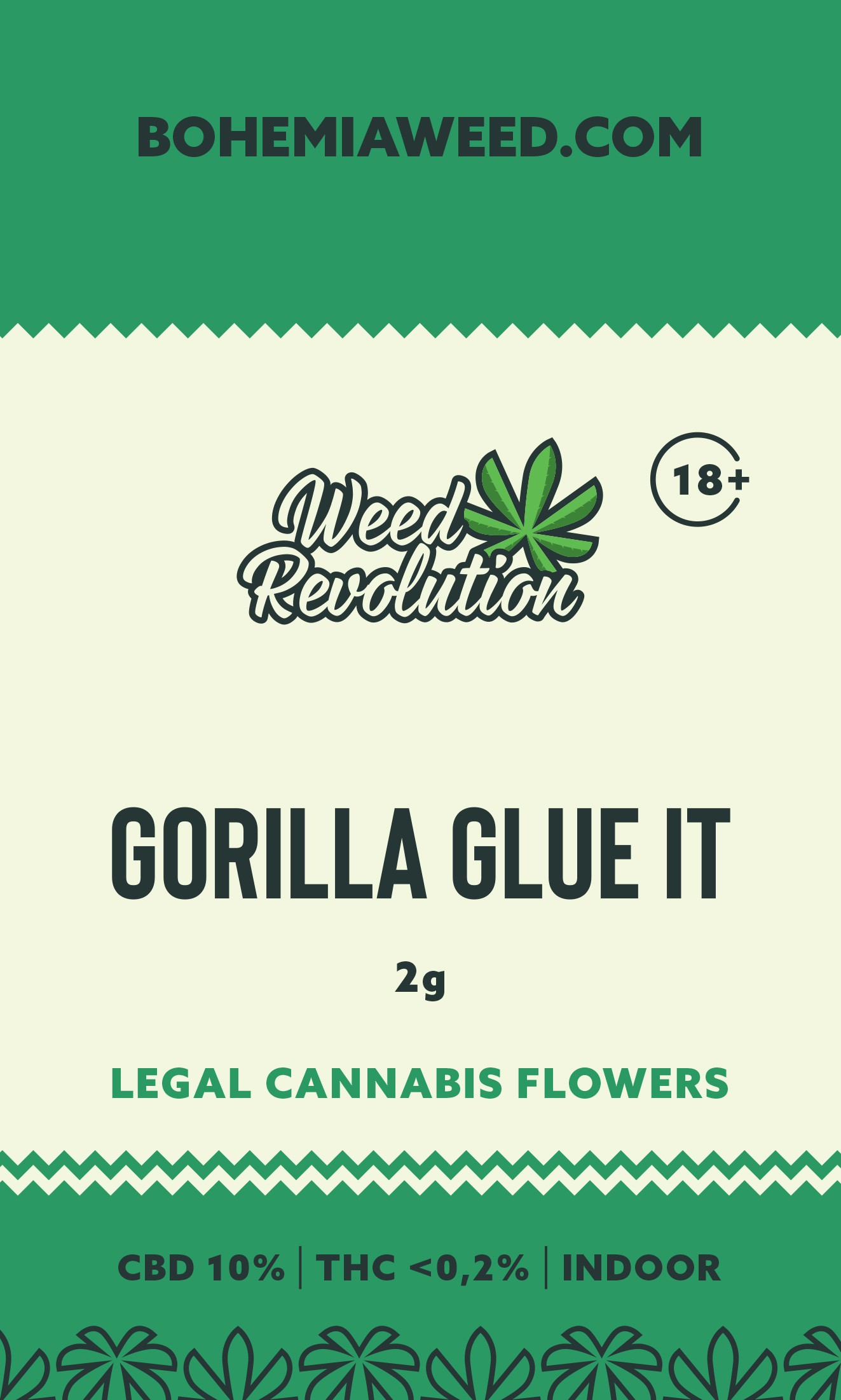 WEED REVOLUTION GORILLA GLUE IT INDOOR CBD 10% és THC 0,2% 2g 