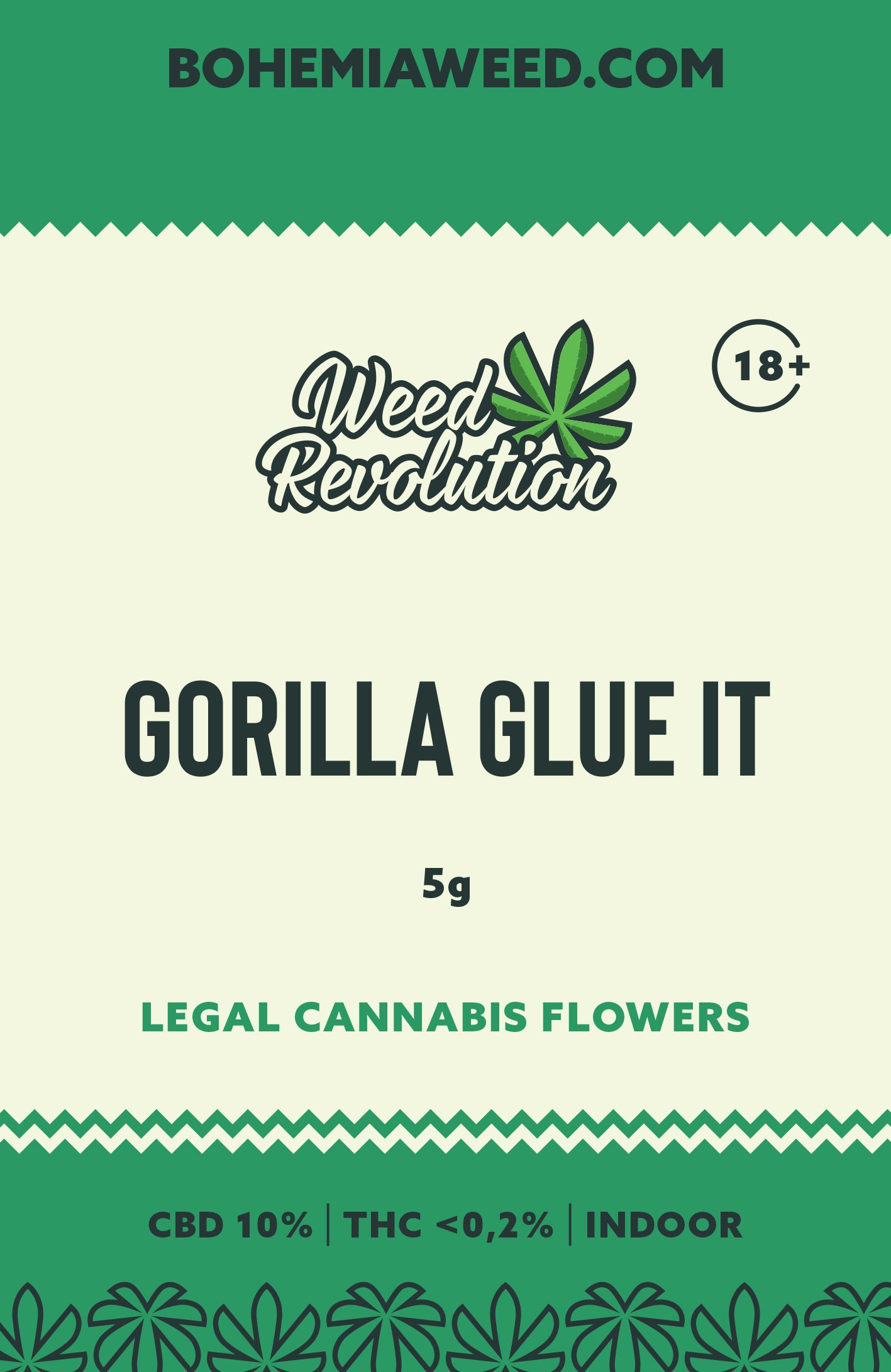 WEED REVOLUTION GORILLA GLUE IT INDOOR CBD 10% és THC 0,2% 5g 