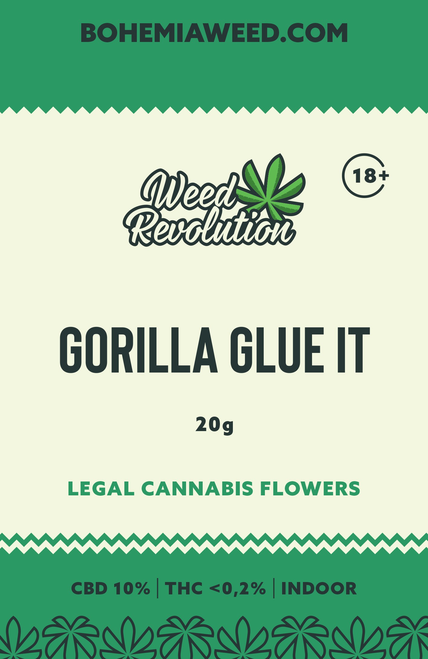 WEED REVOLUTION GORILLA GLUE IT INDOOR CBD 10% és THC 0,2% 20g 