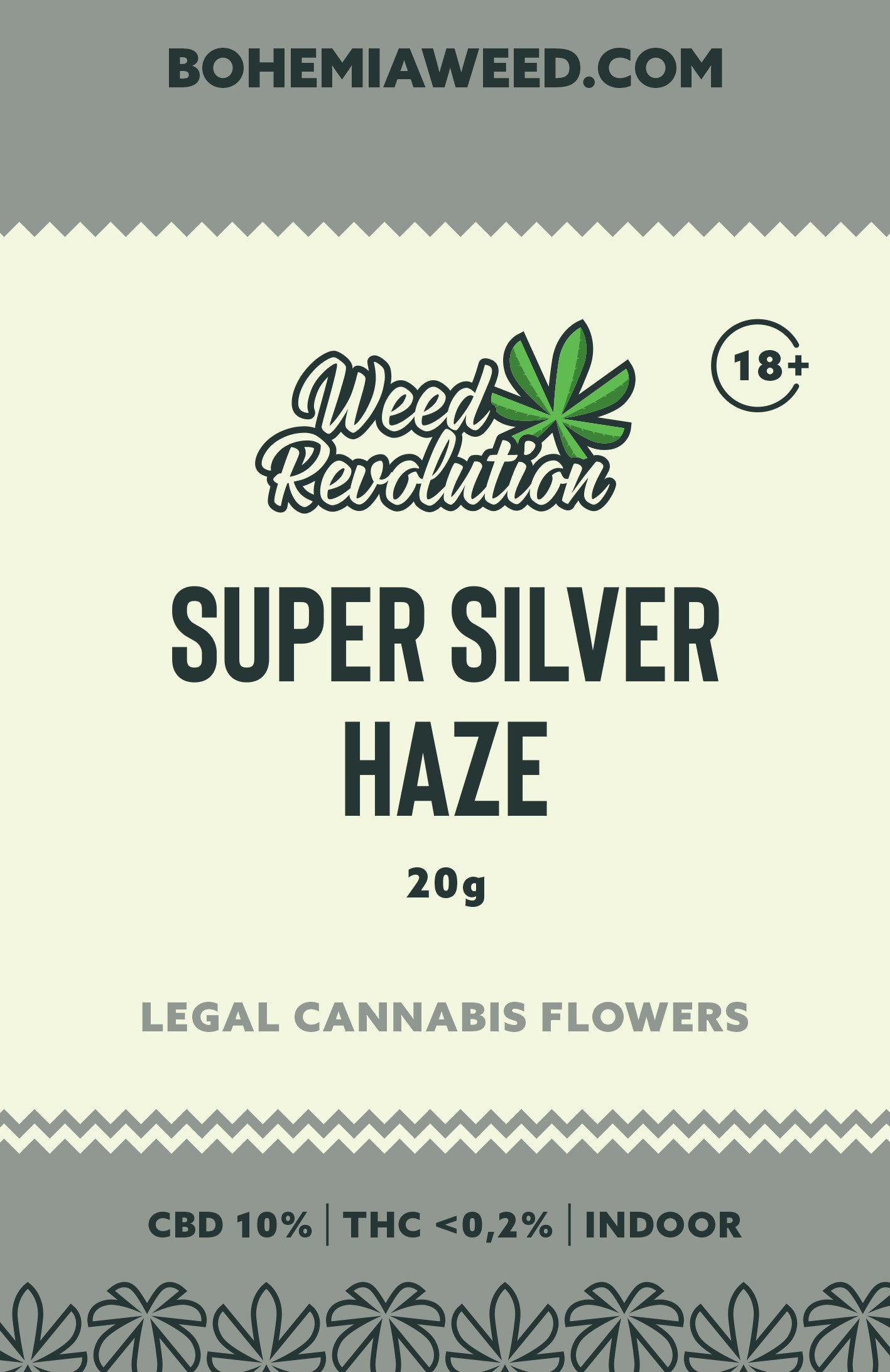WEED REVOLUTION SUPER SILVER HAZE INDOOR CBD 10% és THC 0,2% 20g 