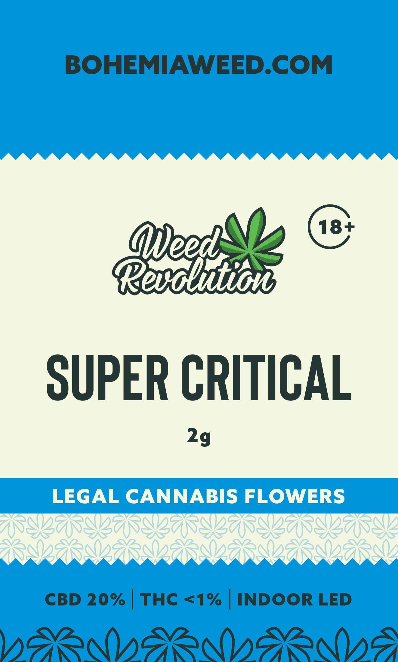WEED REVOLUTION SUPER CRITICAL INDOOR LED CBD 10% és THC 0,2% 2g 