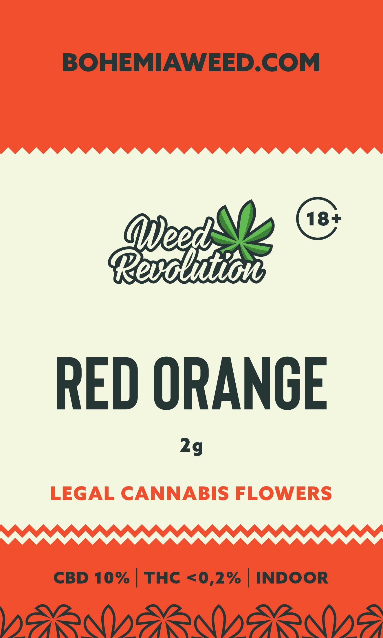 WEED REVOLUTION RED ORANGE INDOOR CBD 10% és THC 0,2% 2g 