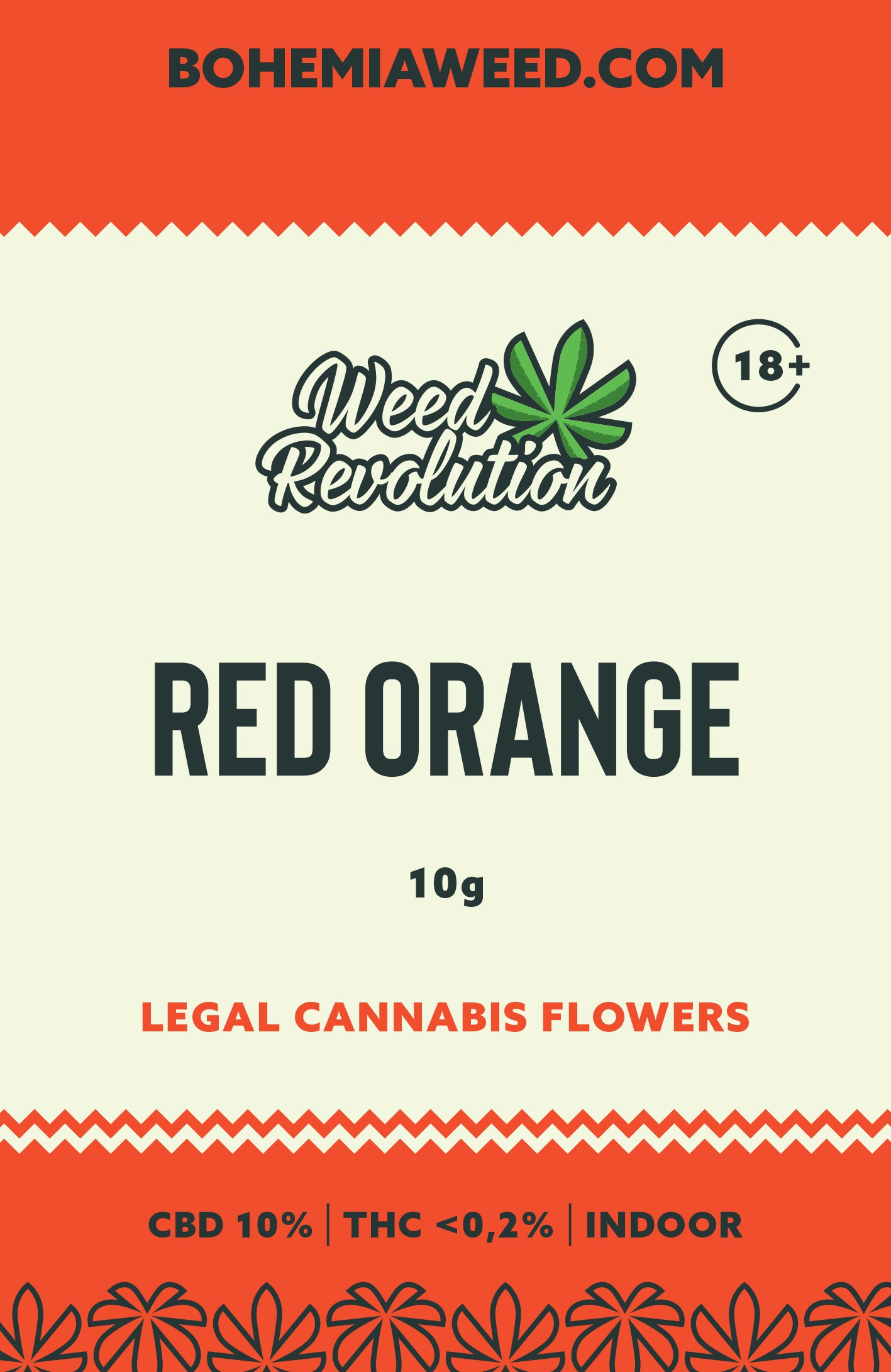 WEED REVOLUTION RED ORANGE INDOOR CBD 10% és THC 0,2% 10g 