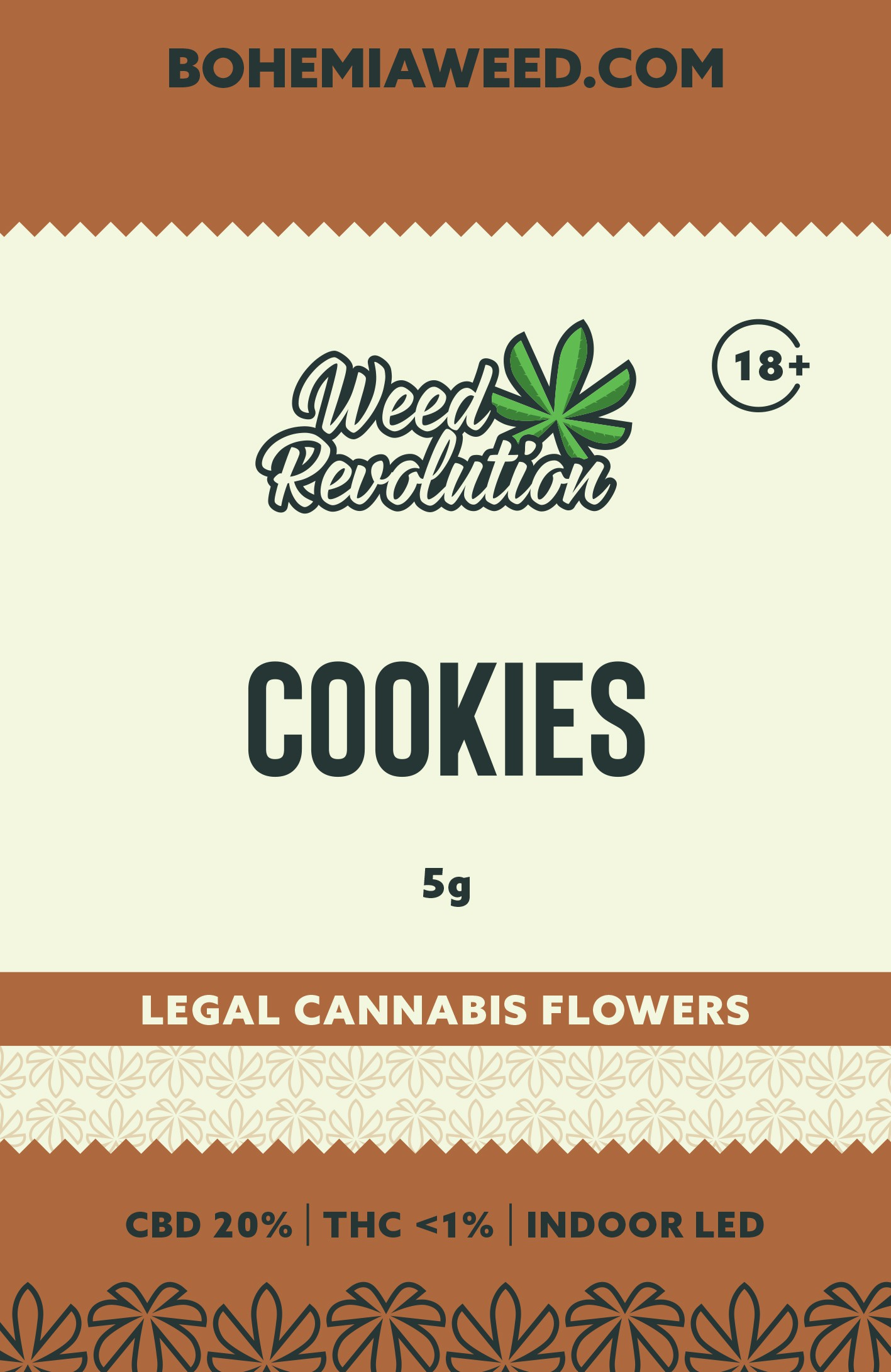 WEED REVOLUTION COOKIES INDOOR LED CBD 10% és THC 0,2% 5g 