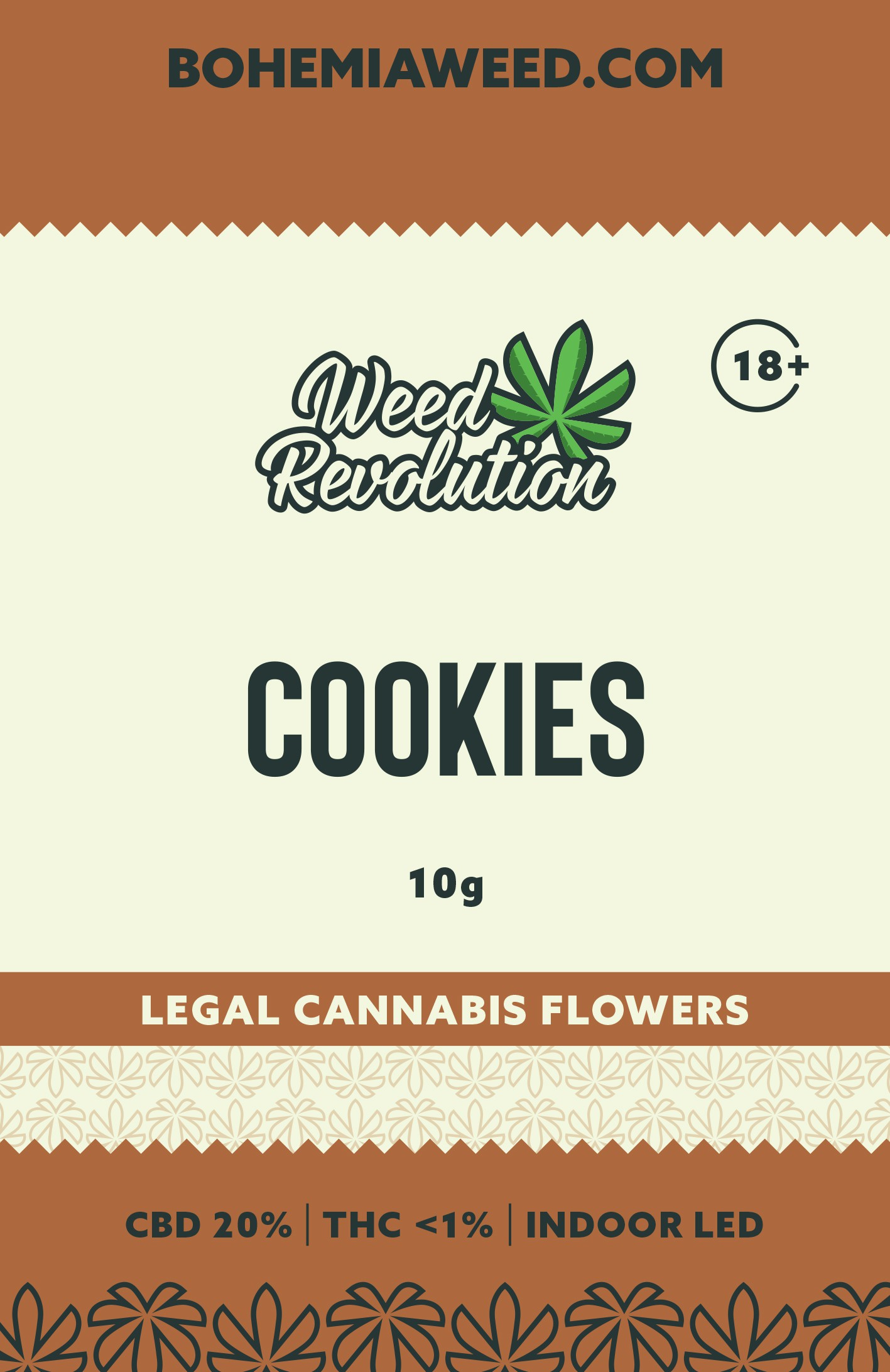 WEED REVOLUTION COOKIES INDOOR LED CBD 10% és THC 0,2% 10g 