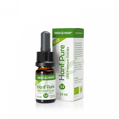 CBD olaj BIO Organic Hemp Pure 2,5% 250mg 10ml MEDIHEMP