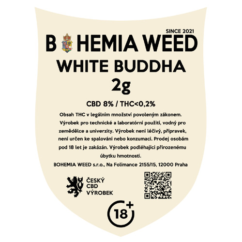CBD kender virág weed WHITE BUDDHA 2g BOHEMIA WEED