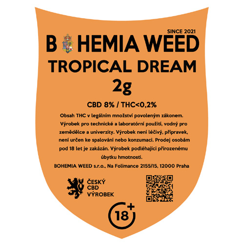 CBD kender virág weed TROPICAL DREAM 2g BOHEMIA WEED