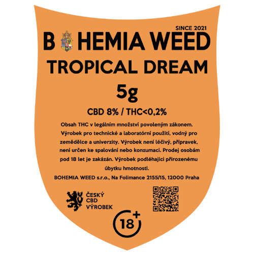 CBD kender virág weed TROPICAL DREAM 5g BOHEMIA WEED