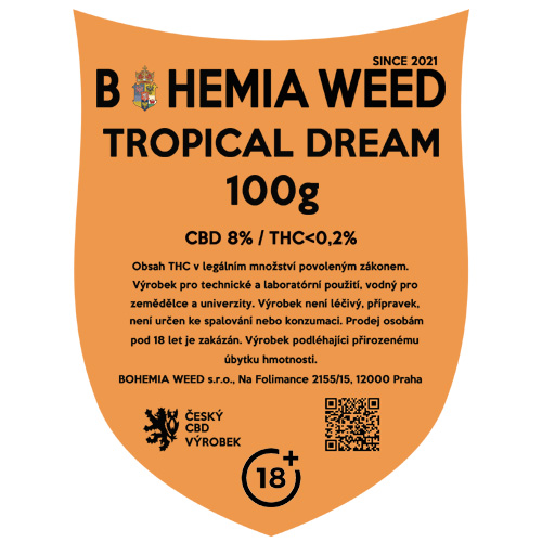 CBD kender virág weed TROPICAL DREAM 100g BOHEMIA WEED